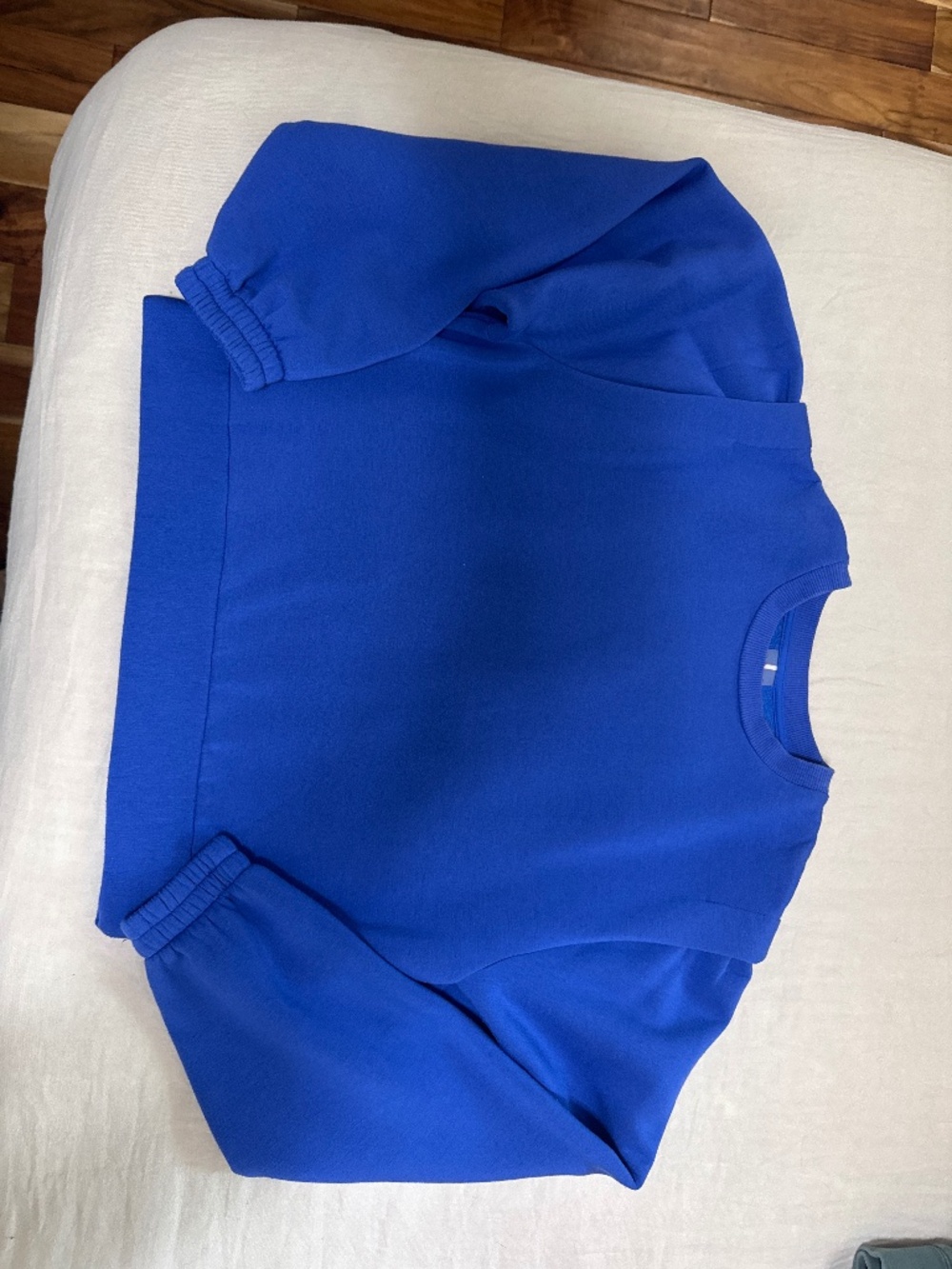 Callia Royal Blue Cropped Puff Sleeve Top | Size Large